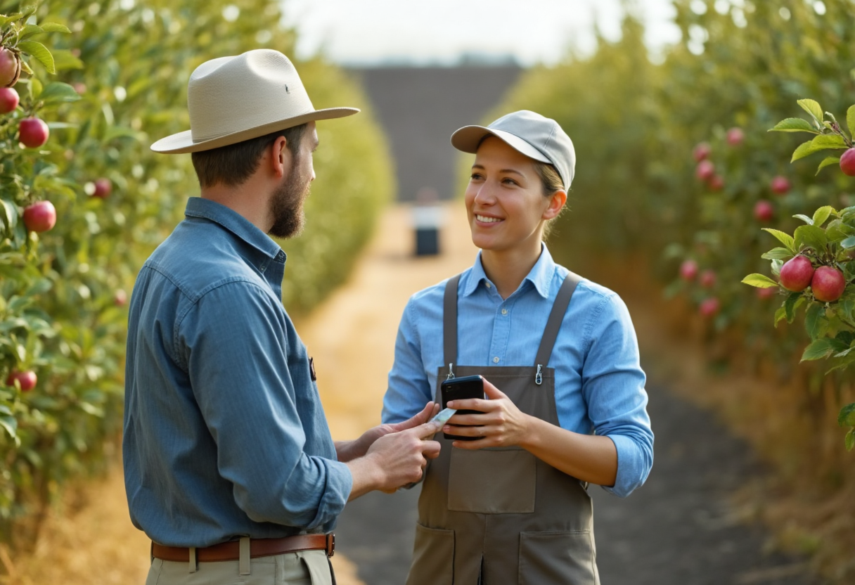 Agronomists documenting their visit using the Finches mobile app